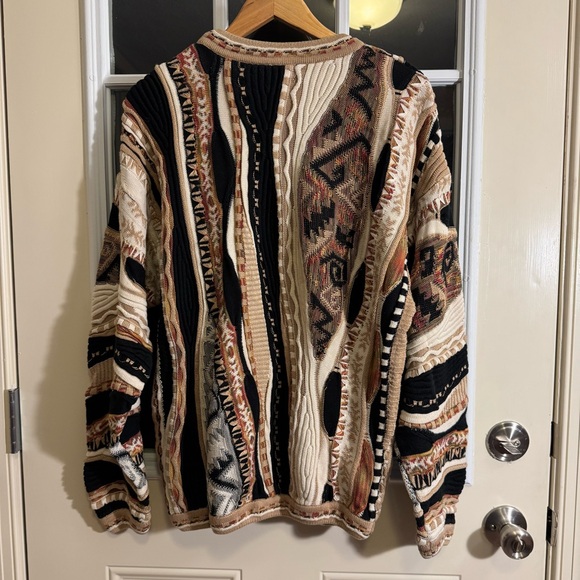 Vtg Tundra Canada Multi Color Sweater Mens Size L Biggie Hip Hop Coogi Style - Picture 4 of 8